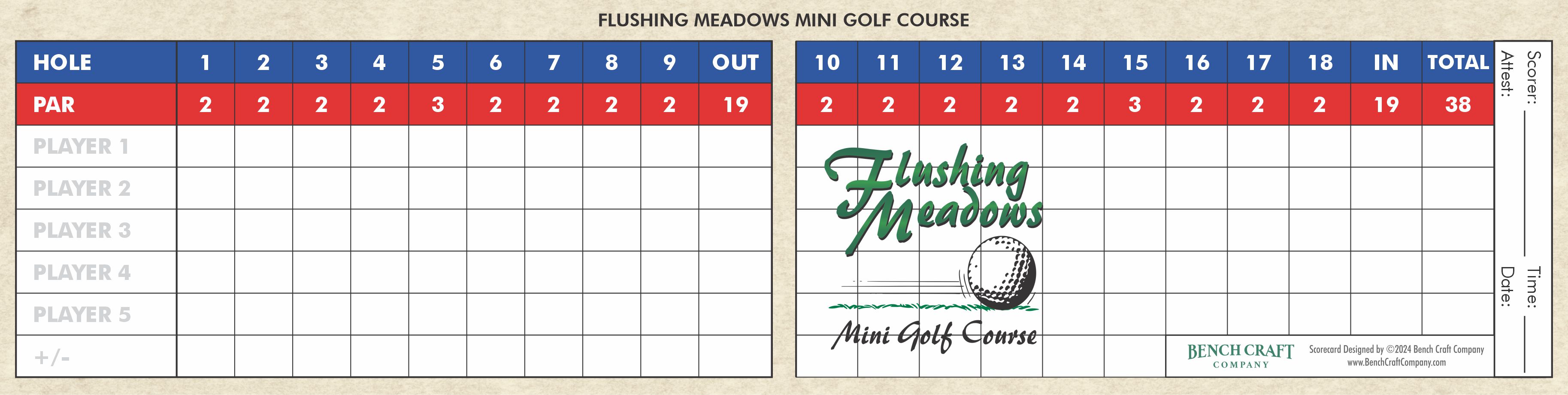 Flushing Meadows Mini Golf Scorecard - GolfNYC