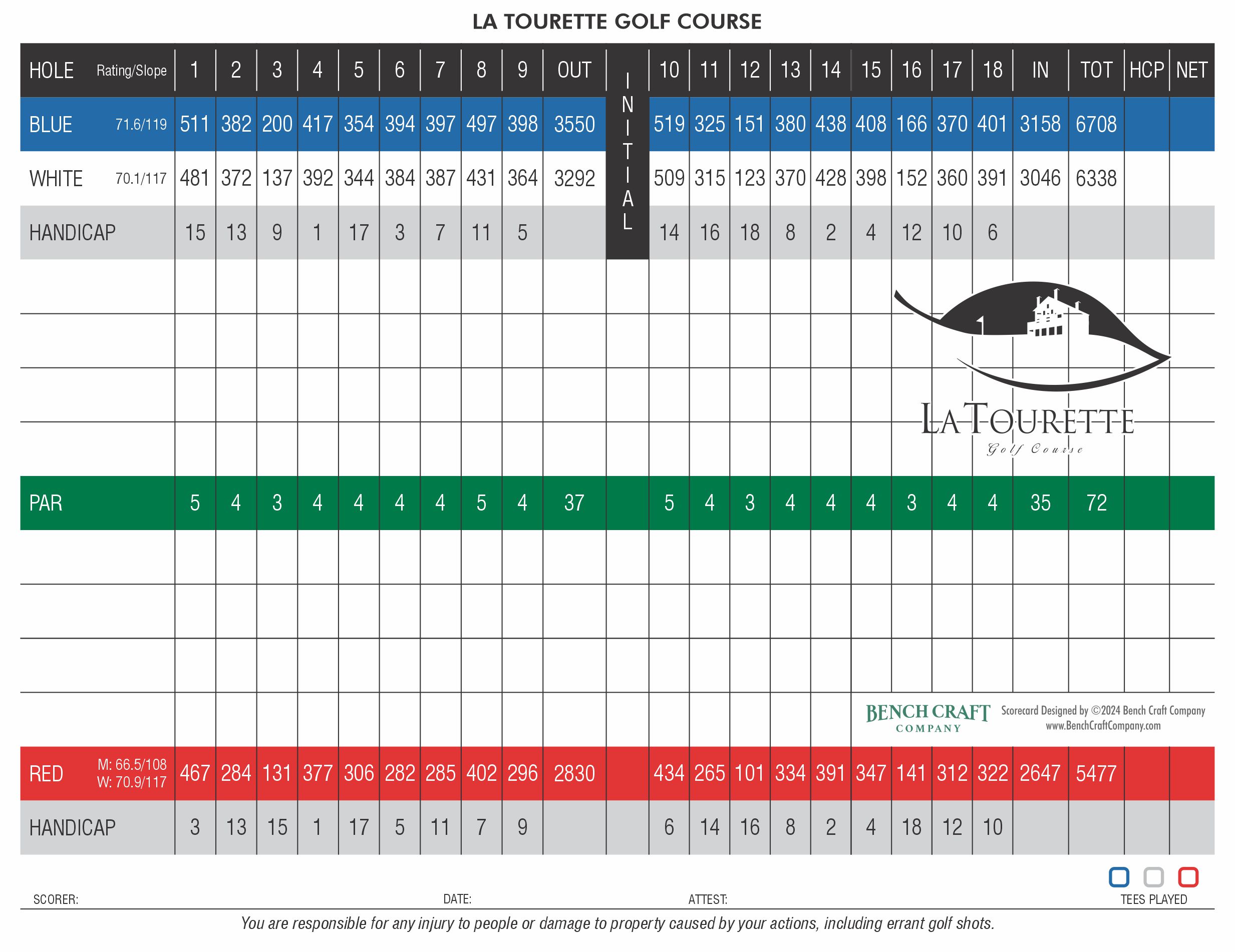 La Tourette Scorecard - Golfnyc